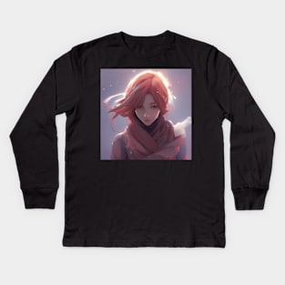 Beaux Animes Art Japanese Girl Illustration Design Kids Long Sleeve T-Shirt